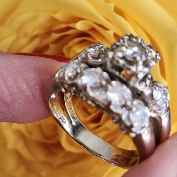 Vintage 14K Diamond Wedding Set - Picture 4 of 16